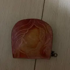 オレンジ系レザーコインケース 手彫りデザイン
