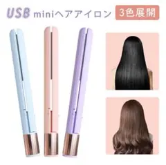 ミニヘアアイロン モバイル　ストレートアイロン USB タイプC コンパクト