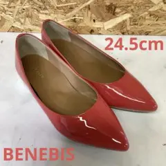 レディース　パンプス　エナメル　サーモンピンク　BENEBIS 24.5（か13