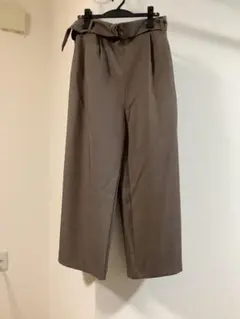 未使用品　モカブラウン ワイドパンツ ベルト付き　LL