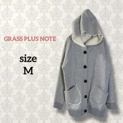 【M】フード裏ボアパーカー グレー ストレッチ 暖かい デザインボタン 無地