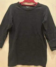 ブラック 七分袖カットソー 無地 着回しメンズ レディース ユニセックス