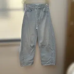 薄い青 ワイドレッグデニム ハイウエスト