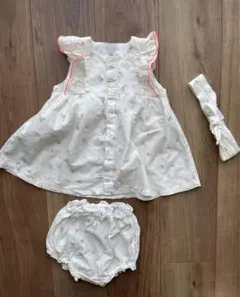 Petit Bateau ワンピースブルマ　ヘアバンド セット12m