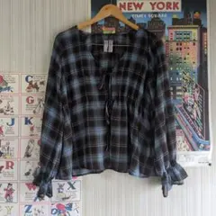 LUNACIONㅤチェック柄シアーブラウスㅤM
