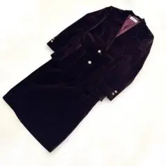 セットアップ レディース 9号 ジャケットスカート 綿100% ワインレッド 赤