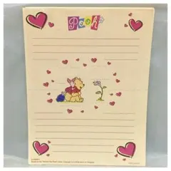 平成レトロ　非売品　Disney クマのプーさん　便箋　便せん　手紙　ピンク色