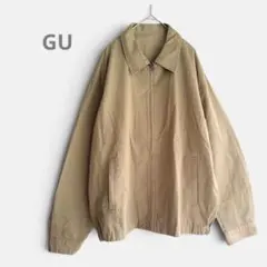 GU 【XL】ベージュ ジップアップ ブルゾン ジャケット シンプル 無地 春秋