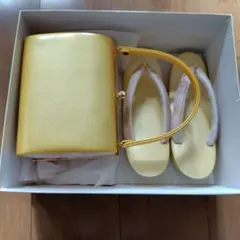 ゴールド 金色　草履 ピンク鼻緒　バックセットフォーマル