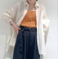 LOWRYS FARM シアーシャツロングスリーブアイボリー