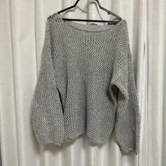 LAKOLE グレー ニットセーター 長袖 オーバーサイズ