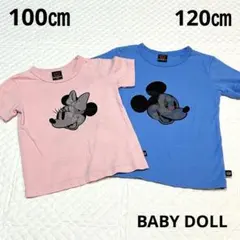 【100・120㎝】Disney Tシャツ　ベビードール　ミニー　ミッキー