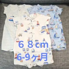 next baby マリン柄プリント柄ロンパース ６８cm