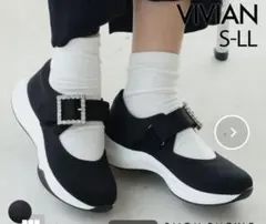 ヴィヴィアン　ビジュー　バックル　ストラップ　スニーカー　黒　L 新品