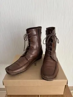 再お値下げ☆Au pas ブラウンレザー レースアップブーツ