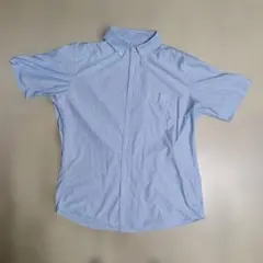 UNIQLO 水色ストライプ 半袖シャツ ボタンダウン XLサイズ