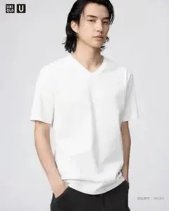 【UNIQLO U 】VネックTシャツ ホワイト Sサイズ 男女兼用