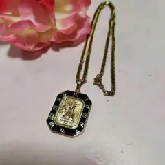 stainless necklace 金色メダル型ネックレス