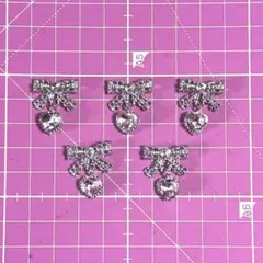 【新品】デコパーツ センターパーツ メタル リボン ビジュー 5個 まとめ売り