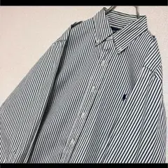 ラルフローレン BDシャツ 長袖 ホワイト ストライプ 紺ポニー刺繍 M相当