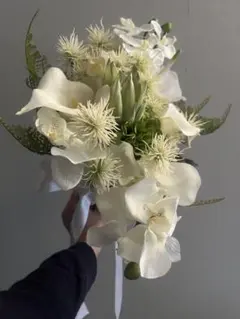 ウェディングブーケ（ブートニア付）　アーティシャルフラワー