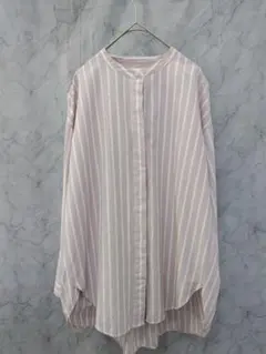 アメリカンホリック★スタンドカラー比翼シャツチュニック★ストライプ★フリーサイズ