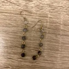 ロングチェーンピアス グレー・ブラック系