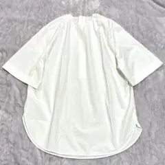美品 ドゥロワー ピンタック チュニック ブラウス ノーカラー 白 
