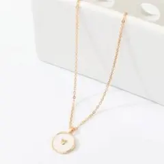 ネックレス ゴールド ハート ホワイト ペンダント チョーカー #C473-2