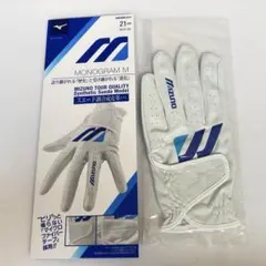 MIZUNO MONOGRAM M ゴルフグローブ 21cm ホワイト