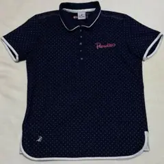 【Paradisoパラディーゾ】ゴルフ レディス ポロシャツ ネイビー ドットL