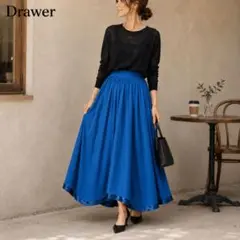 Drawer ドゥロワー コバルトブルー フレアロングスカート S 美シルエットのサムネイル