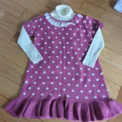 女の子　ニットワンピース　ホワイトタートルネック　120センチ　130センチ