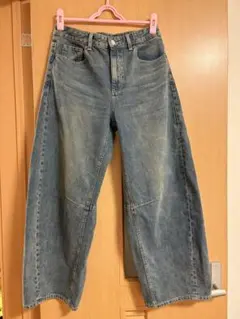 GUバレルレッグジーンズ　Ｌサイズ　丈短め68㎝