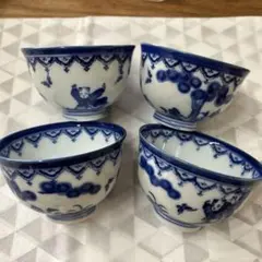 【未使用】レトロ★有田焼★鍋島様式★唐子柄★湯呑み4個セット