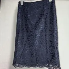 NATURAL BEAUTY BASIC ネイビー 花柄レース タイトスカートM