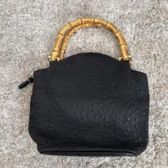 TOPKAPI ブラックハンドバッグ　バンブーハンドル