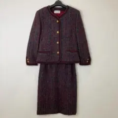 美品】my Robe セットアップ スカートスーツ ツイード調 マルチカラー 