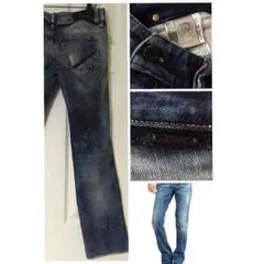 DIESEL クラッシュ加工/ ダメージ ストレートジーンズ イタリア製
