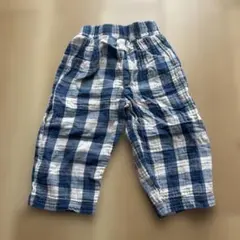Organic Zoo青チェック柄パンツ　2〜3y