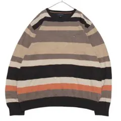 a*u様 トミーヒルフィガー ボーダー コットンニット セーター ロゴ刺繍r94