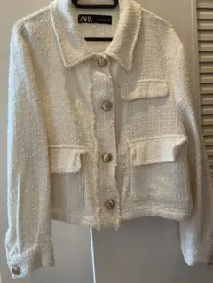 ※値下げ可能！※ZARA ホワイト ツイードジャケット M