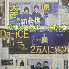 匿名配送！送料込み！ 11月13日 朝刊　 スポーツ紙全5社