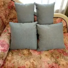 ブルー系　クッション　4点セット