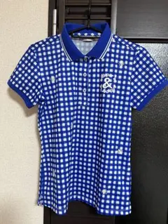 and per se 青白チェック ポロシャツ