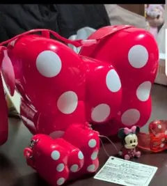 ミニーちゃん ミニー リボン ポップコーンバケット 赤　ストラップあり