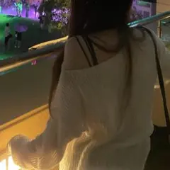 長袖 ボーダー ヘンリーネック ニット
