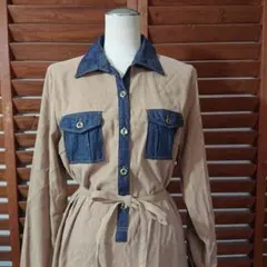 【used】 マタニティ90年代 長袖 ロング ワンピース 妊婦服