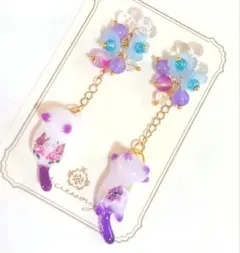 じゃれ猫★ネコ　レジン　ピアス　イヤリング　チャーム