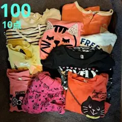 100 まとめ売り 女の子　10点　春秋冬　トレーナー　カットソー　スカッツ　猫